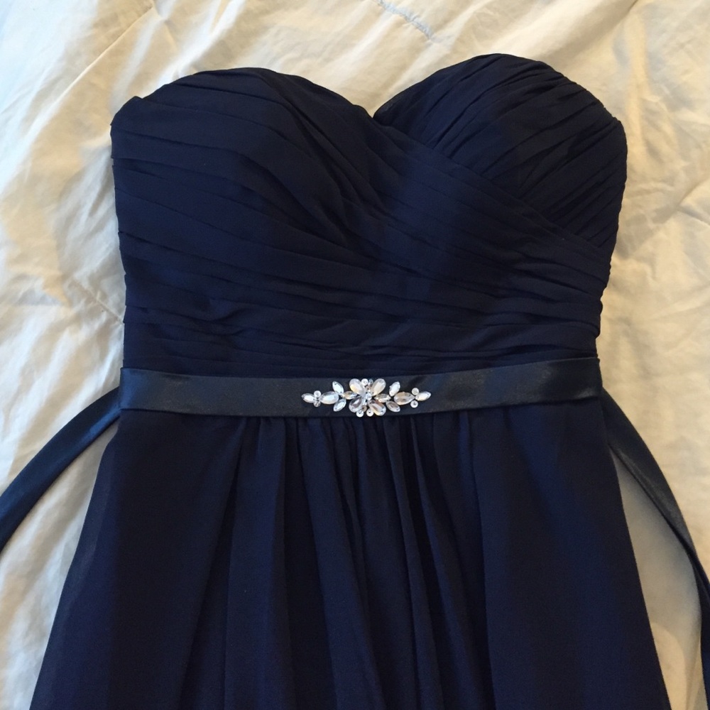 SALE⚡️Formal Navy Chiffon Strapless Gown